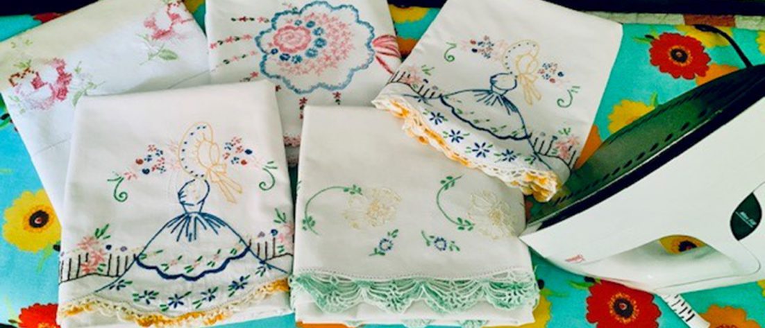 Ironing hand-embroidered linens