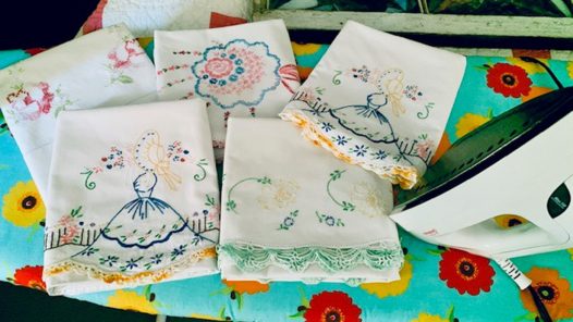 Ironing hand-embroidered linens