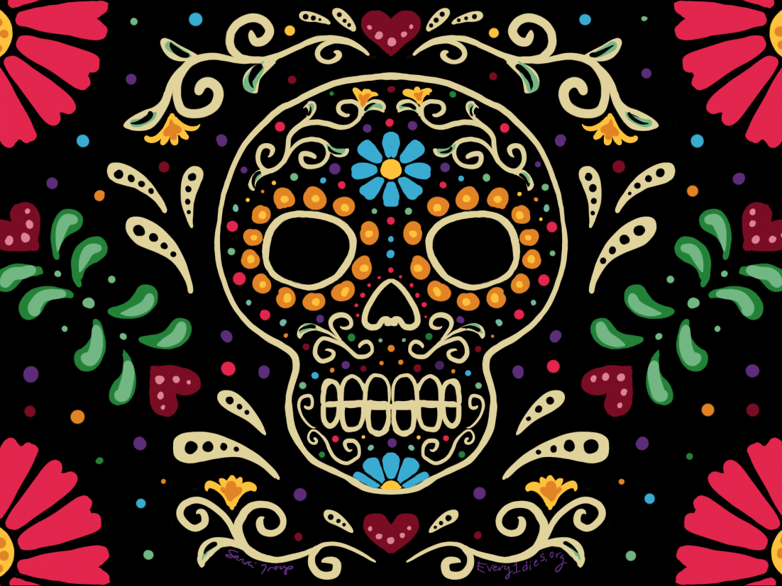 Candy Skull art with vibrant colors