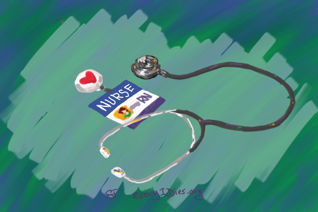 nurse badge and stethescope