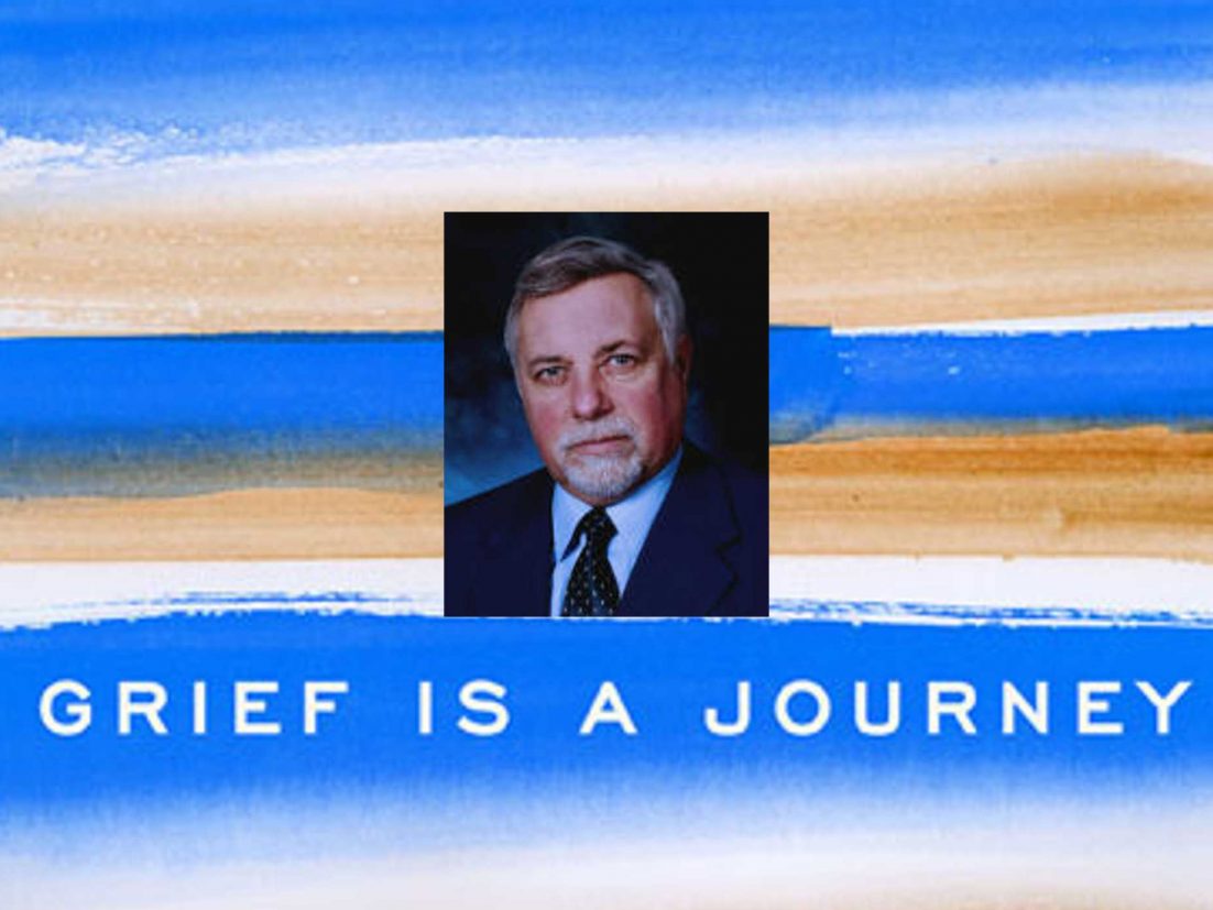 Author and grief expert Dr. Ken Doka and his book background, "Grief is a Journey"