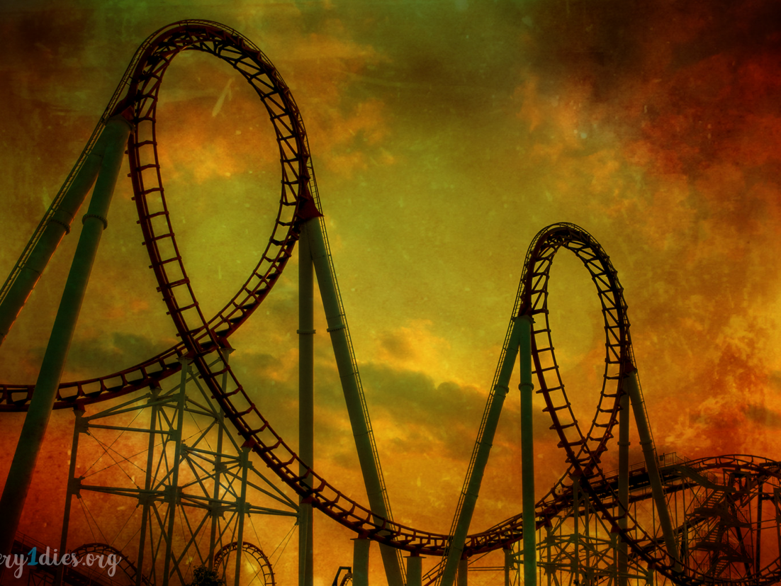 Rollercoaster in sunset