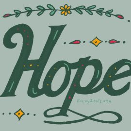 The words "Hope" in decorative green text
