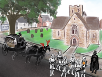 stormtroopers leading a funeral procession