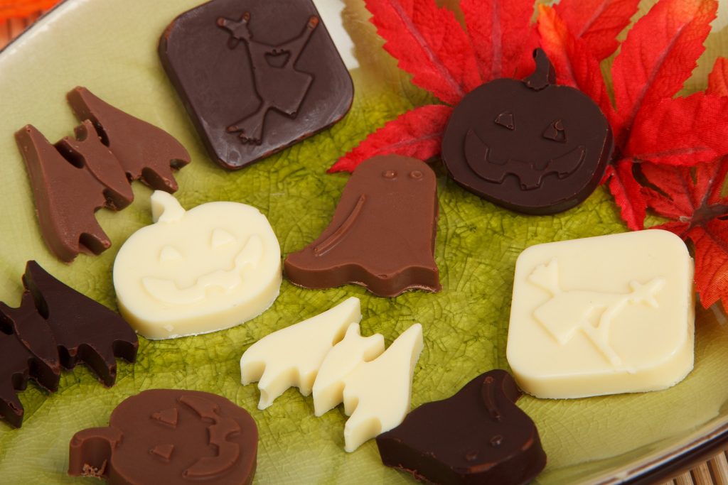Halloween chocolates on a tray