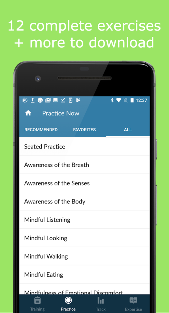 A Mindfulness Coach screenshot, an app available in both iOS and Android platforms