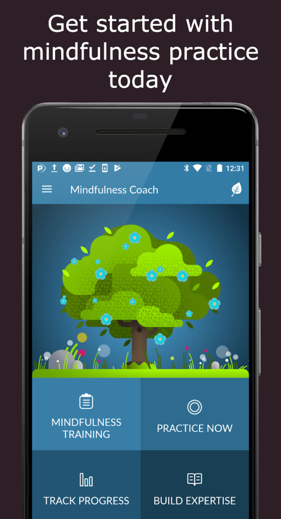A Mindfulness Coach screenshot, an app available in both iOS and Android platforms