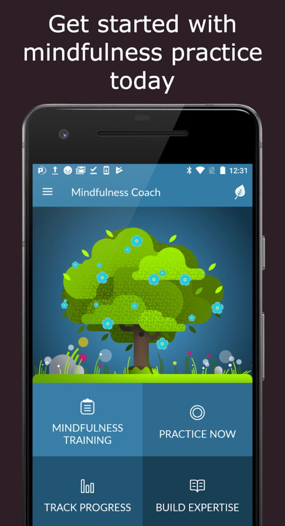 A Mindfulness Coach screenshot, an app available in both iOS and Android platforms