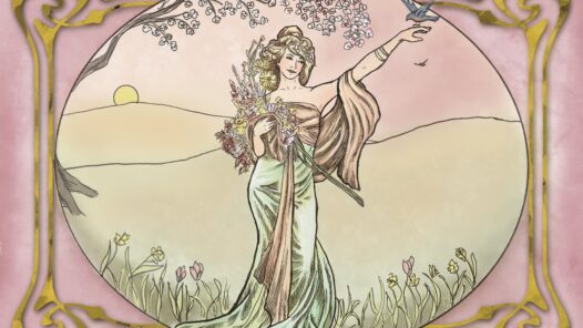 Persephone, the goddess of spring in an Art Nouveau styled image. https://every1dies.org