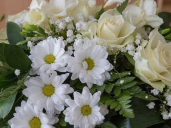 White flower bouquet for a funeral