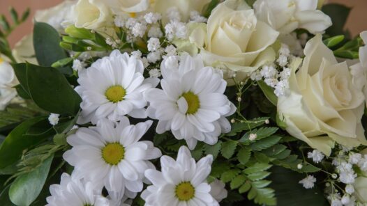 White flower bouquet for a funeral