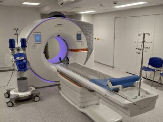 A modern CT scanner located at the Lochotín University Hospital in Pilsen, Czech Republic. (Tomáš Vendiš, Creative Commons) We talk about how to make sense of a CT Scan Report in this S5E48 episode https://every1dies.org
