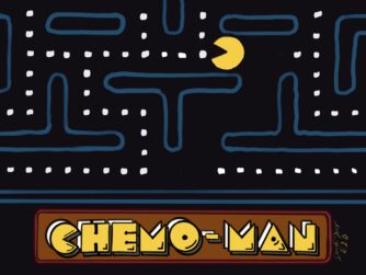 A Pac-Man game-like image with the label "Chemo-Man". Many chemotherapy patients like to imagine a Pac-Man gobbling up cancer cells as they get chemotherapy treatment. Learn more in S6E05 episode on Chemotherapy. https://every1dies.org