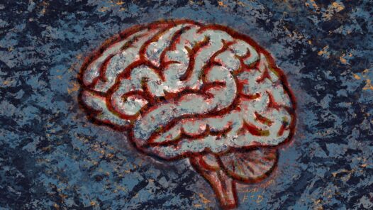 A brain on a stormy blue background. We talk about chemo brain and chemo rage in this S6E6 episode. https://every1dies.org