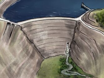 A lake and dam with a trickle of water as a metaphor for the symptoms of prostate cancer and also the challenges of treatment-related side effects. https://every1dies.org