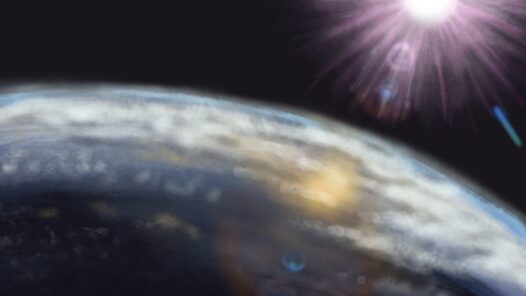 Earth as viewed from space. A blazing sun with les flare shines above it. Learn about heat stroke and elders in this S6E17 episode. https://every1dies.org