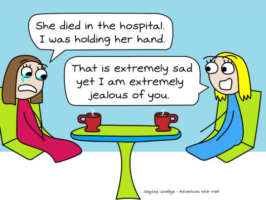 A panel from Adventures with Vrah by Sarah Walt Weaver. Sarah used creative expression in her comics to help cope with the death of her sister in a plane crash.