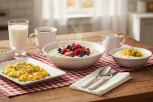 A table with foods that can help with chemo taste issues. Bland proteins such as eggs, tart fruits and oatmeal