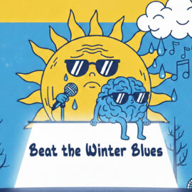 A sad sun and moping brain singing the blues, but sitting on top of a seasonal affective disorder (SAD) light box. We talk about what causes SAD and how to beat it in this episode.